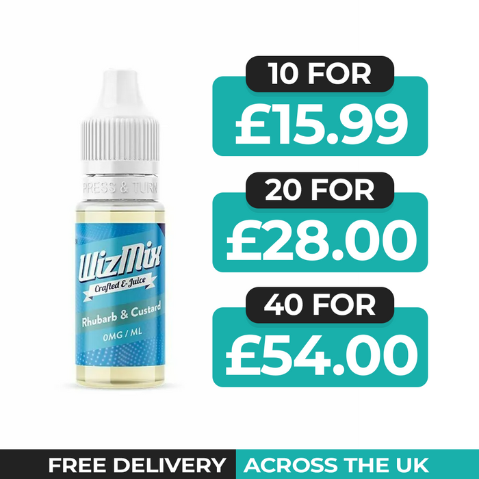 Wizmix Rhubarb & Custard 10ml E-Liquid - Pack of 10, 20 & 40