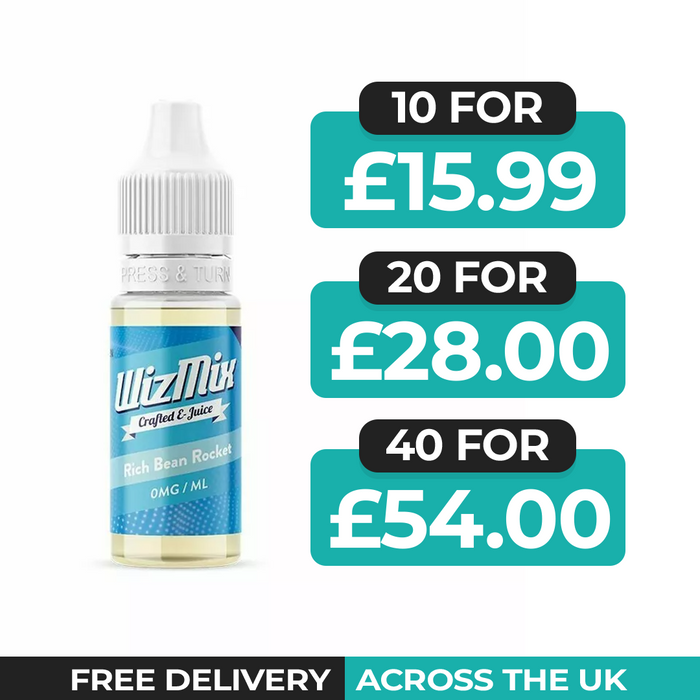 Wizmix Rich Bean Rocket 10ml E-Liquid - Pack of 10, 20 & 40