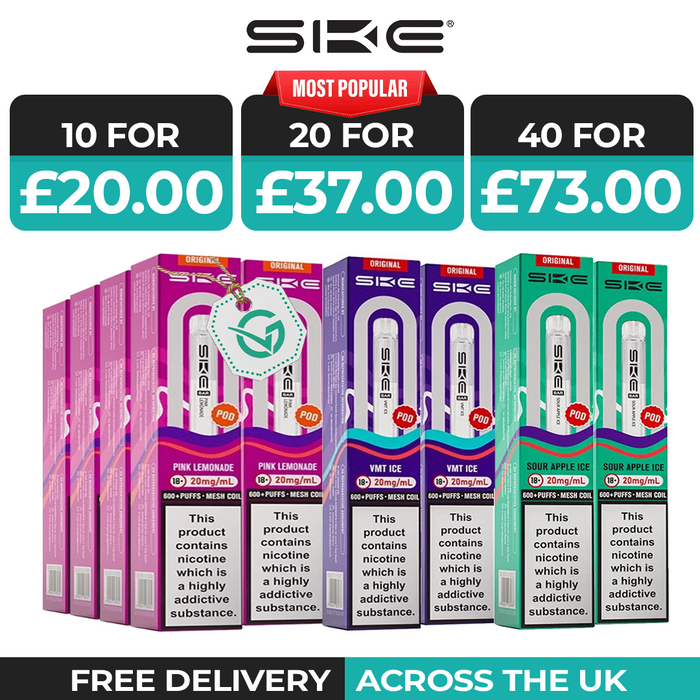 SKE Bar 600 Pods Box of 10 & 20