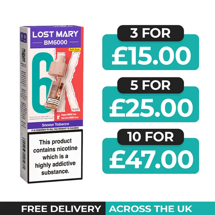 Lost Mary BM6000 Snoow Tobacco Prefilled Refill Pods