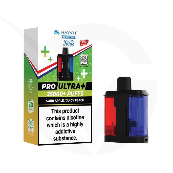 Sour Apple & Juicy Peach Hayati Pro Ultra Plus 25000 Refill Pods