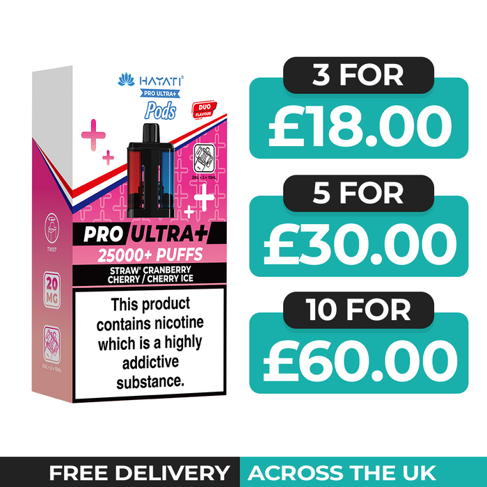 Straw Cranberry Cherry & Cherry Ice Hayati Pro Ultra Plus 25000 Refill Pods