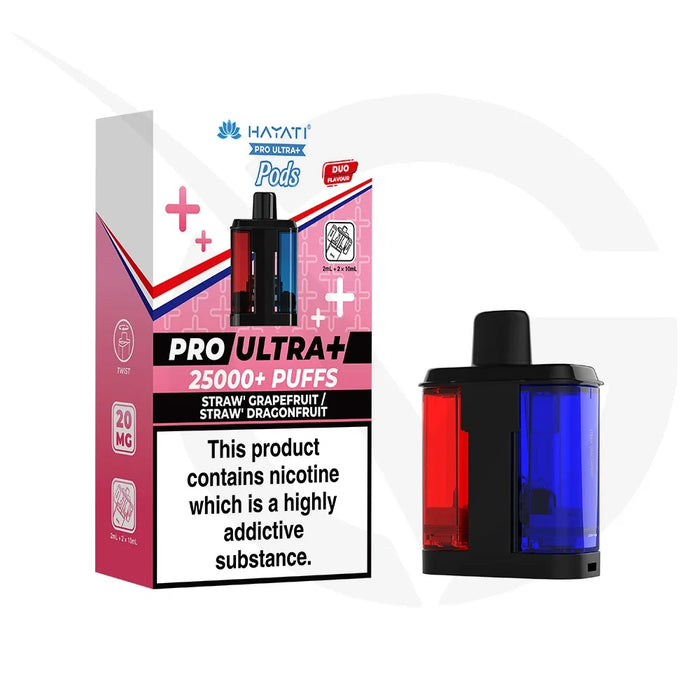Straw Grapefruit & Straw Dragonfruit Hayati Pro Ultra Plus 25000 Refill Pods