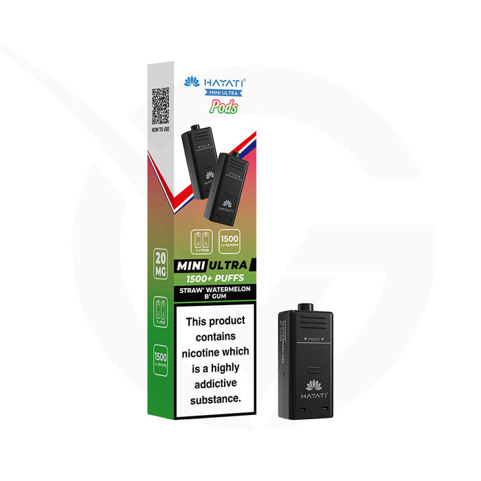 Straw' Watermelon B' Gum Hayati Mini Ultra 1500 Refill Pods