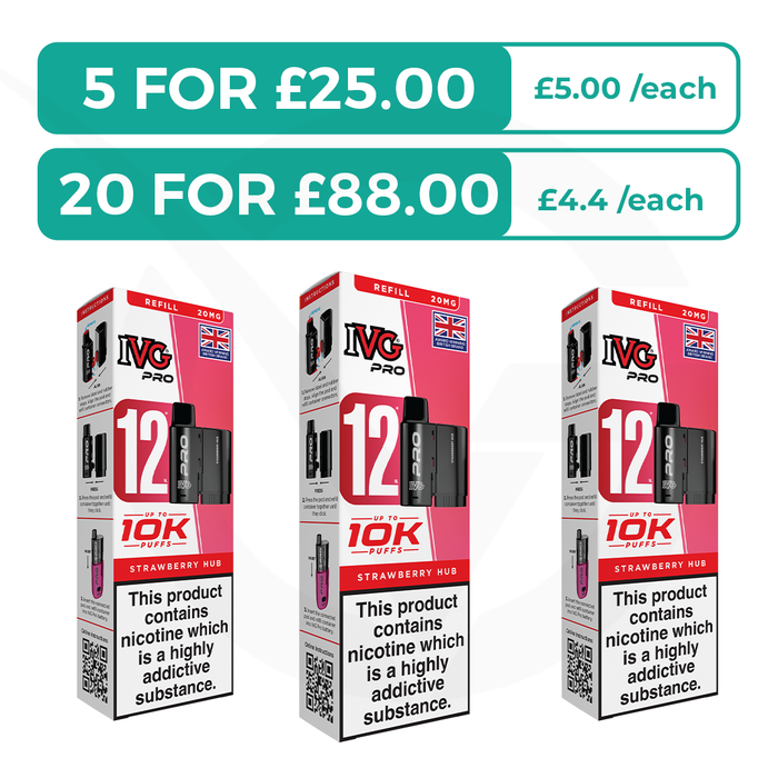 Strawberry Hub Prefilled Pods By IVG Pro + Refill Containers