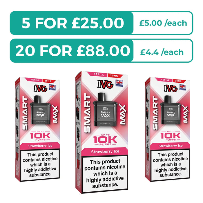 Strawberry Ice Prefilled Pods By IVG Smart Max + Refill Containers