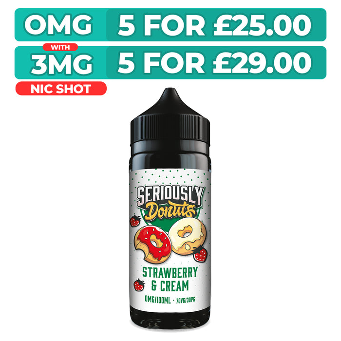 Strawberry and Cream 100ml Shortfill E-Liquid By Seriously Donuts