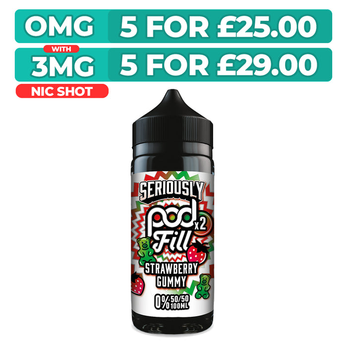 Doozy Seriously Pod Fill X2 Strawberry Gummy 100ml Shortfill E-Liquid