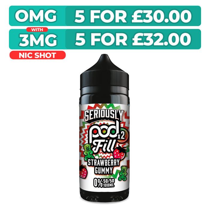 Doozy Seriously Pod Fill X2 Strawberry Gummy 100ml Shortfill E-Liquid