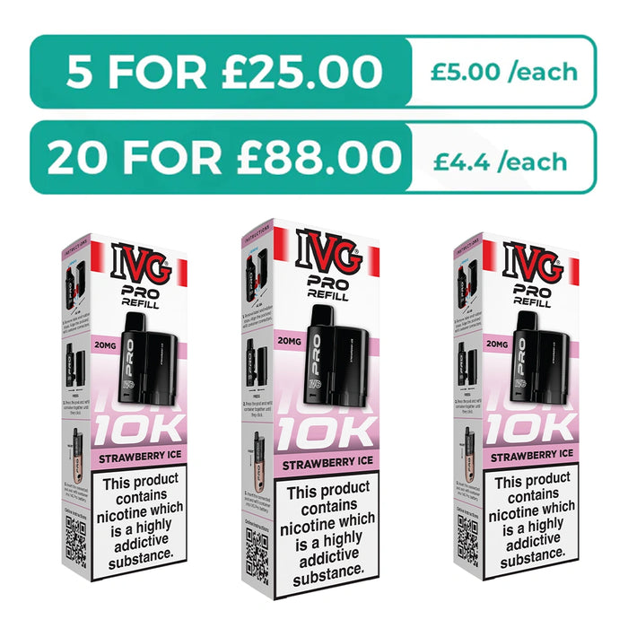 Strawberry Ice Prefilled Pods By IVG Pro + Refill Containers