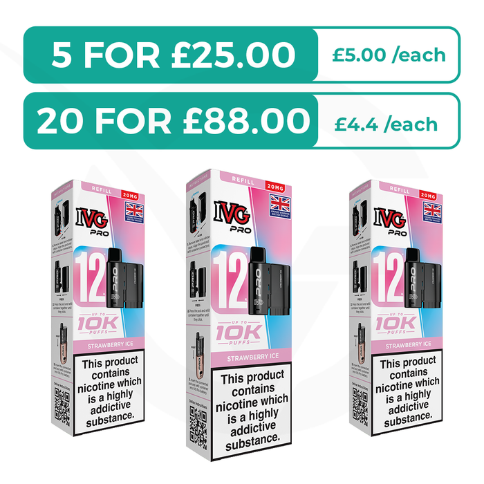Strawberry Ice Prefilled Pods By IVG Pro + Refill Containers