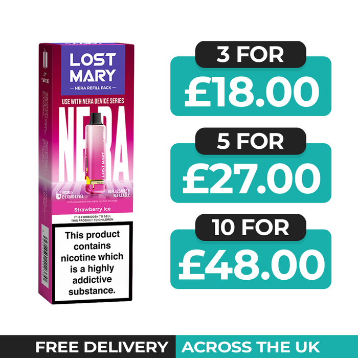 Strawberry Ice Prefilled Pods by Lost Mary Nera15k + Refill Container