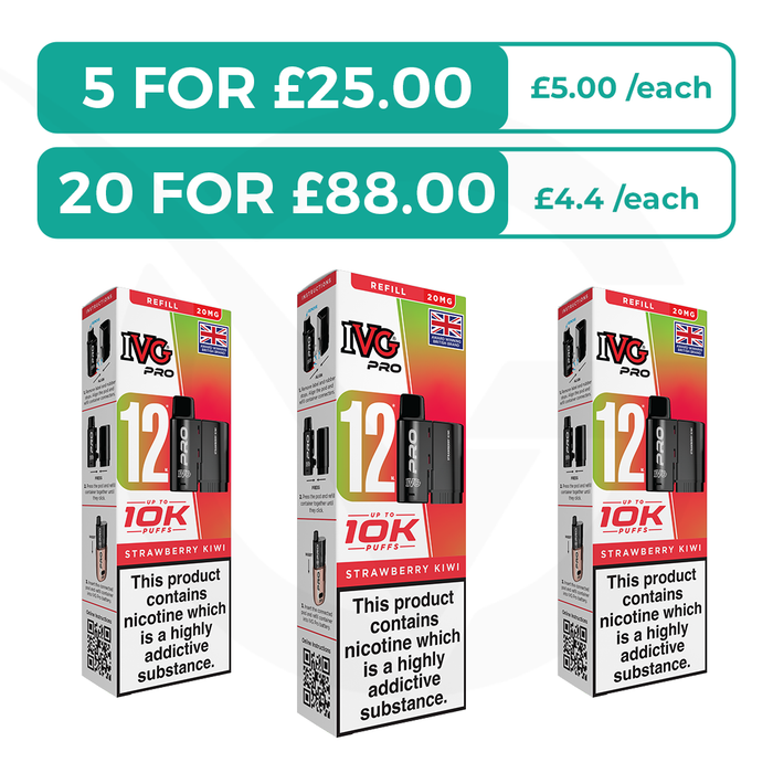 Strawberry Kiwi Prefilled Pods By IVG Pro + Refill Containers