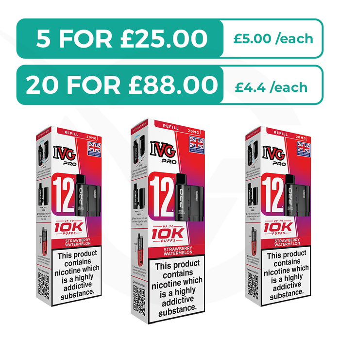 Strawberry Watermelon Prefilled Pods By IVG Pro + Refill Containers