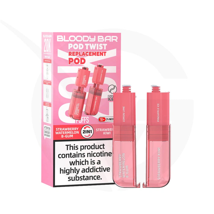 Strawberry Watermelon B-GUM & Strawberry Kiwi Bloody Bar Ultra Twist 20K Refill Pack