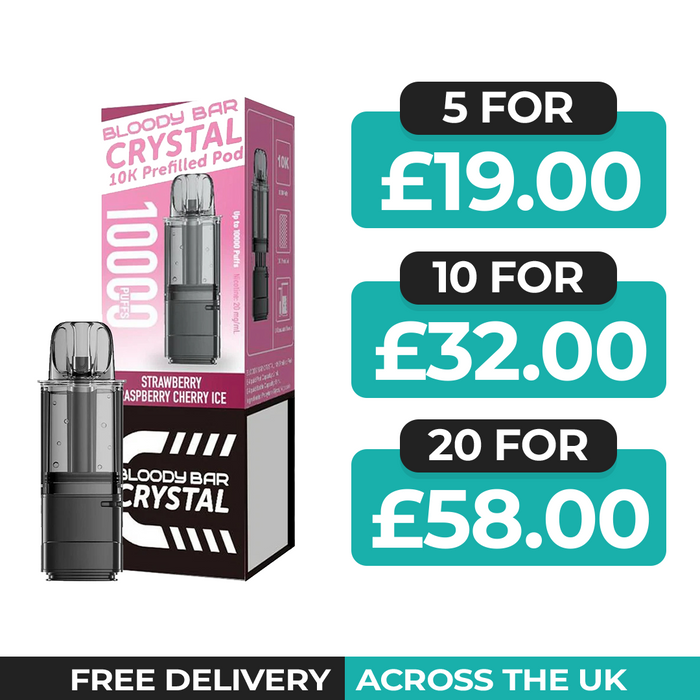 Bloody Bar Crystal 10k Strawberry Raspberry Cherry Ice Refill Pods