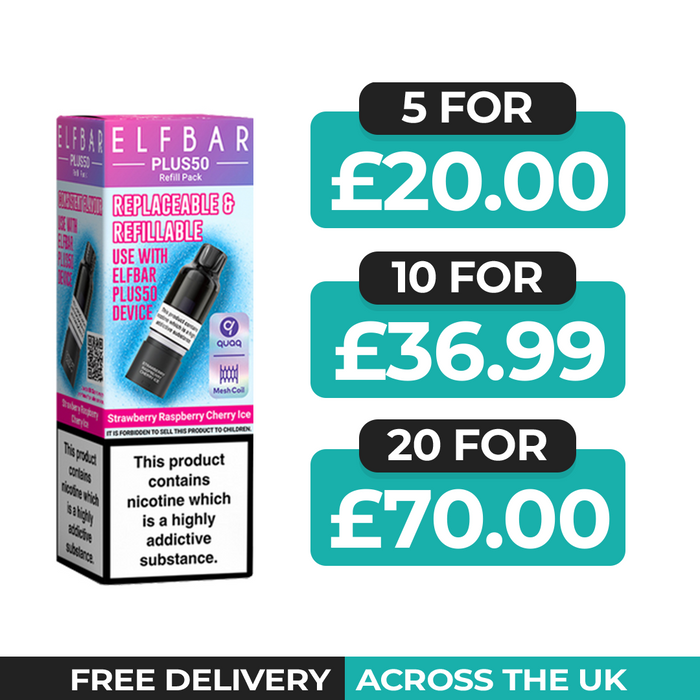Elf Bar Plus 50 Strawberry Raspberry Cherry Ice Refill Pods