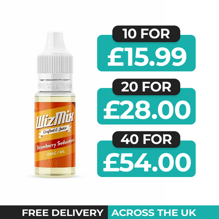 Wizmix Strawberry Seduction 10ml E-Liquid - Pack of 10, 20 & 40