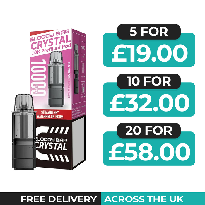 Bloody Bar Crystal 10k Strawberry Watermelon Bubblegum Refill Pods