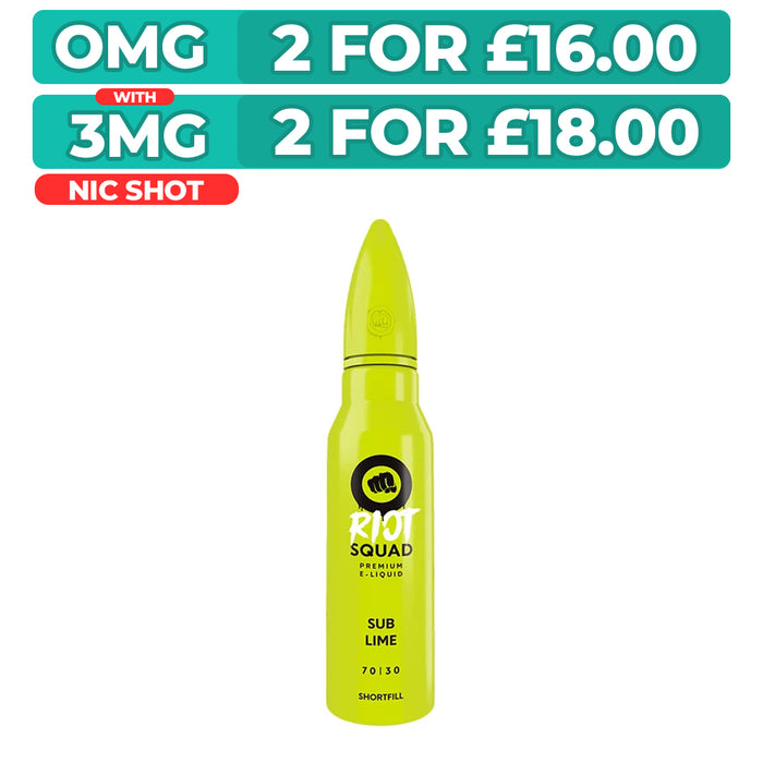 Sub-Lime 50ml Shortfill E-Liquid by Riot Squad