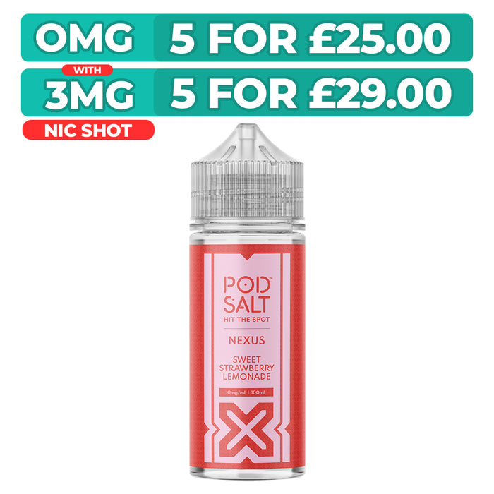 Sweet Strawberry Lemonade 100ml Shortfill E-Liquid By Pod Salt Nexus