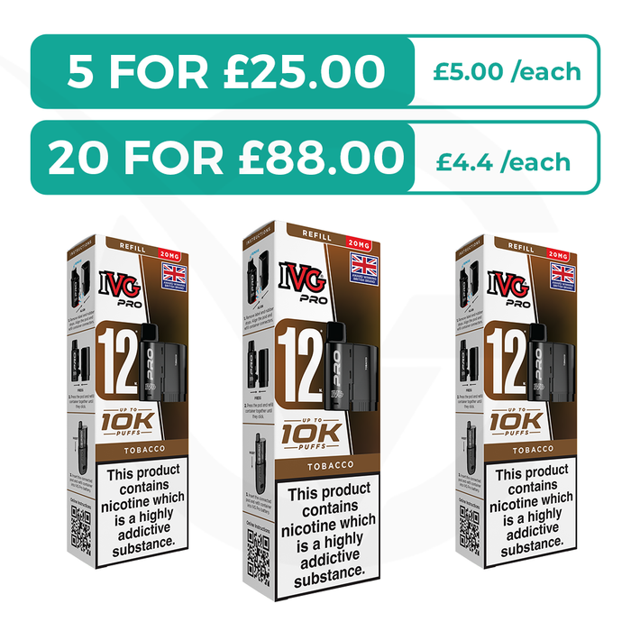 Tobacco Prefilled Pods By IVG Pro + Refill Containers