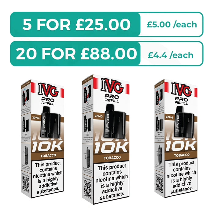 Tobacco Prefilled Pods By IVG Pro + Refill Containers