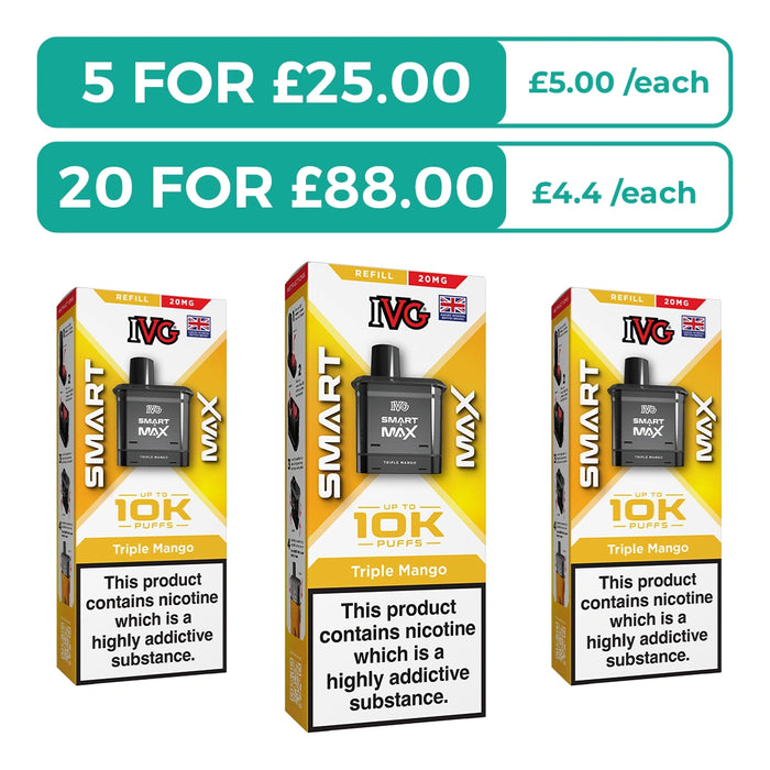 Triple Mango Prefilled Pods By IVG Smart Max + Refill Containers