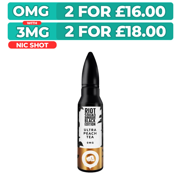 Ultra Peach Tea 50ml Shortfill E-Liquid by Riot Squad