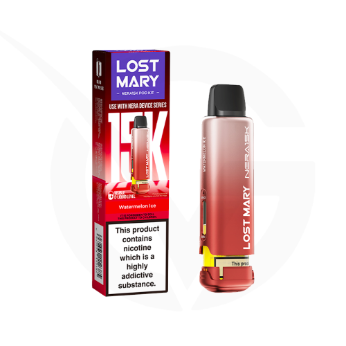 Watermelon Ice Prefilled Pods by Lost Mary Nera15k + Refill Container