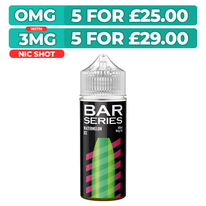 Watermelon Ice 100ml Shortfill E-liquid by Bar Series