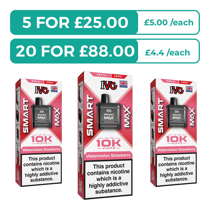 Watermelon Strawberry Prefilled Pods By IVG Smart Max + Refill Containers