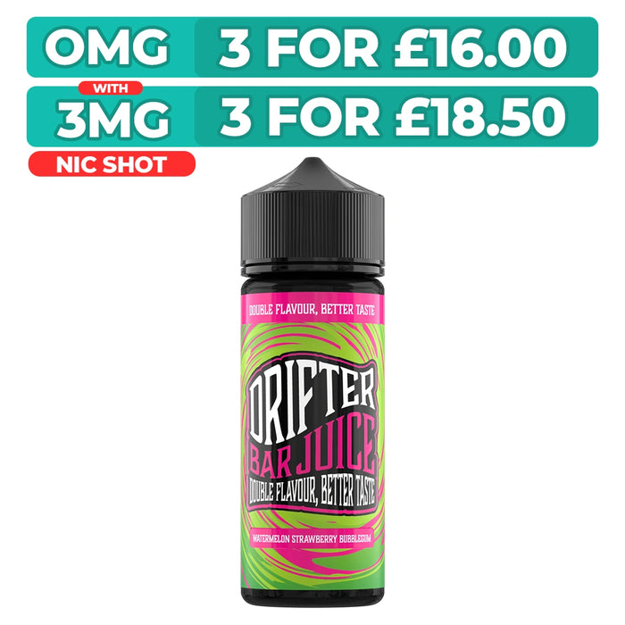 Drifter Bar Juice Watermelon Strawberry Bubblegum 100ml Shortfill E-Liquid
