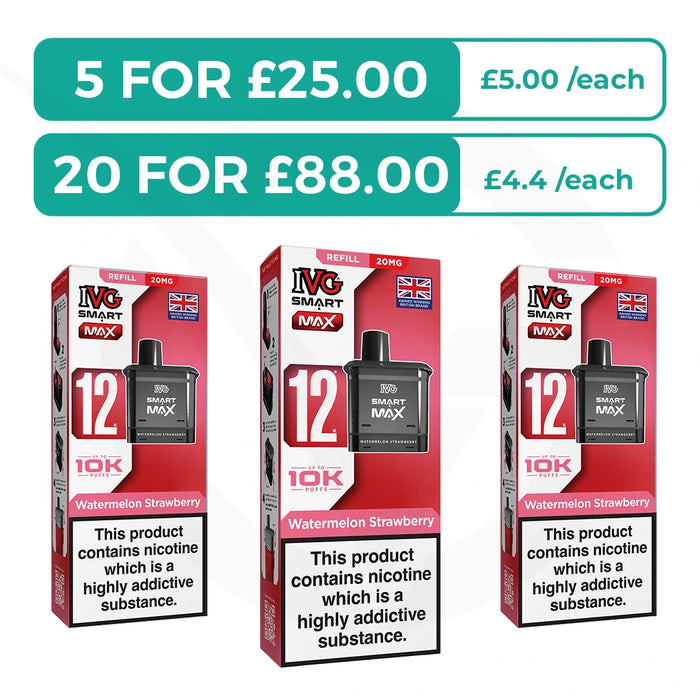 Watermelon Strawberry Prefilled Pods By IVG Smart Max + Refill Containers