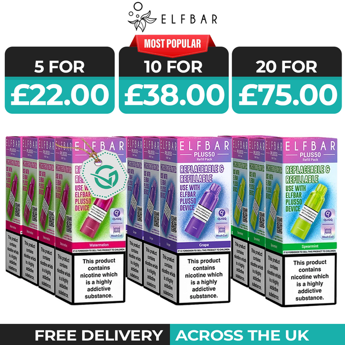 Elf Bar Plus 50 Box of 5 & 10