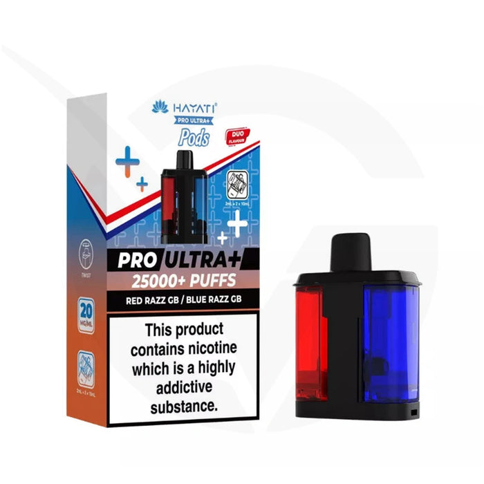 Hayati Pro Ultra Plus 25000 Red Razz GB & Blue Razz GB Refill Pods