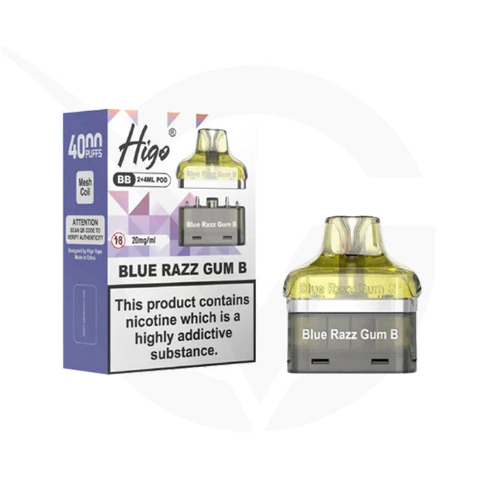 Higo BB 4000 Blue Razz Gum B Refill Pods