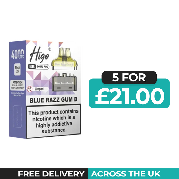 Higo BB 4000 Blue Razz Gum B Refill Pods