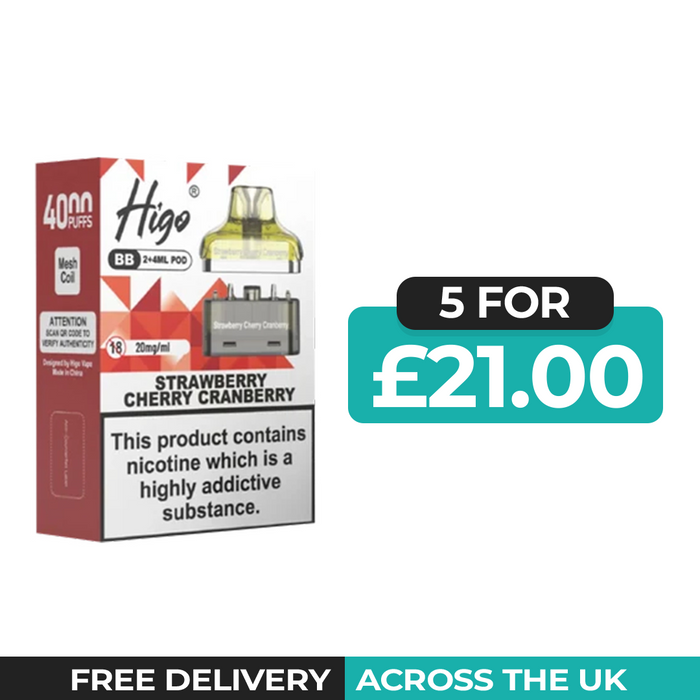 Higo BB 4000 Strawberry Cherry Cranberry Refill Pods