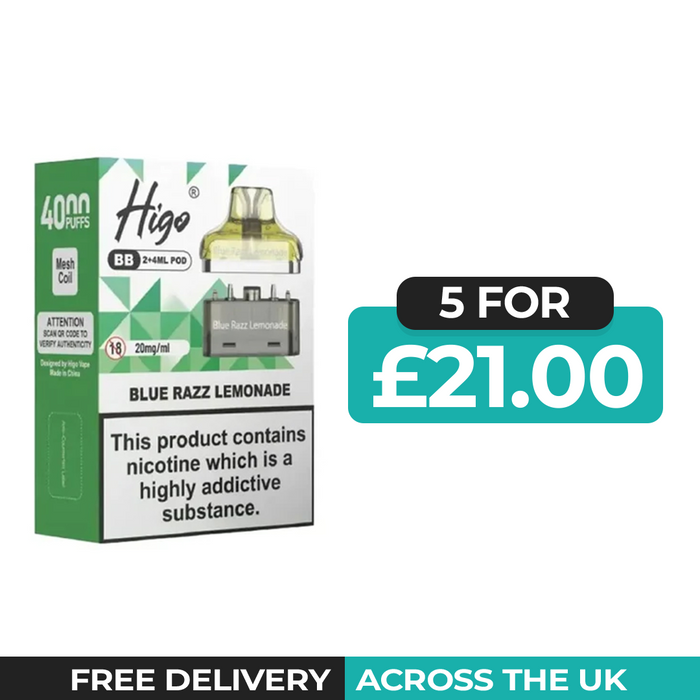 Higo BB 4000 Blue Razz Lemonade Refill Pods