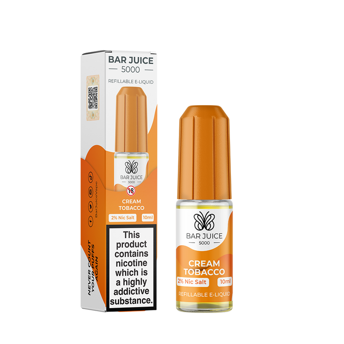 Cream Tobacco 10ml Nic Salt E-Liquid by Bar Juice 5000