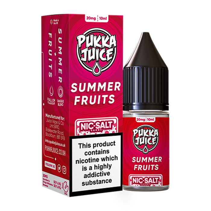 Summer Fruits 10ml Nic Salt E Liquid By Pukka Juice